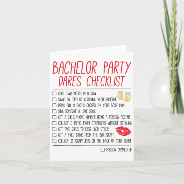 Bachelor Party Checklist Funny Bröllop Groom Kort (Framsida)