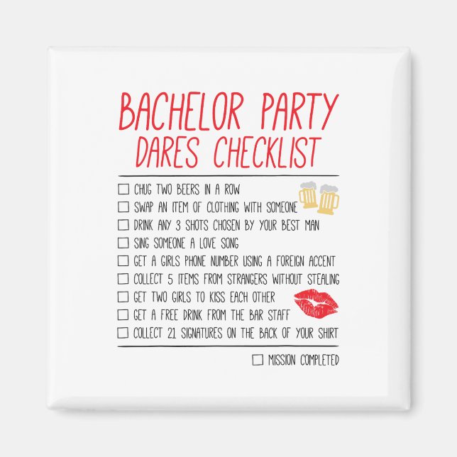 Bachelor Party Checklist Funny Bröllop Groom Magnet (Framsidan)