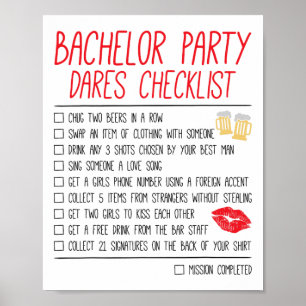 Bachelor Party Checklist Funny Bröllop Groom Poster