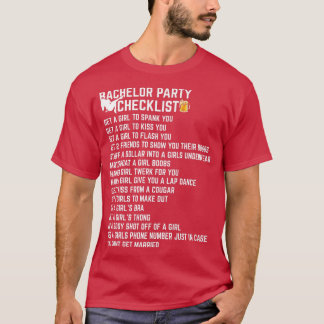 Bachelor Party Checklist Stag Groom Gag Manar Funn T Shirt