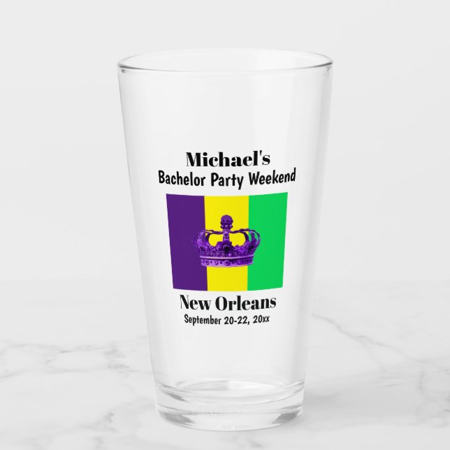 Bachelor Party Favor New Orleans Resa Beer Pint Glaskopp (Framsida)