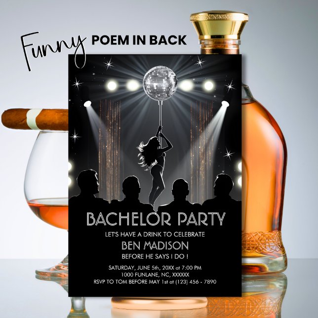BACHELOR PARTY - FUNNY Stag Vegas Classy DIKT Inbjudningar (BACHELOR PARTY - Funny Vegas Night Classy Funny POEM Invitation)