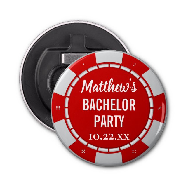 Bachelor Party Gambling Poker Chip Flaska-öppnare Flasköppnare (Framsidan)
