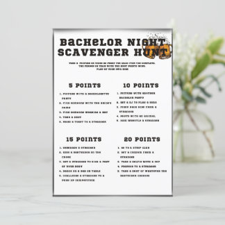 Bachelor Party Games, Scavenger Hunt Inbjudningar