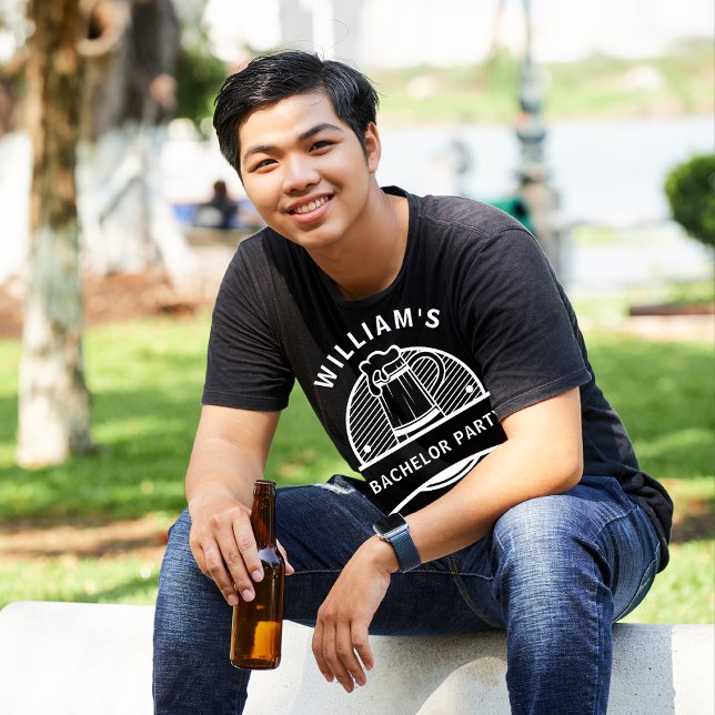 Bachelor Party Groom Black and White Beer T Shirt (Skapare uppladdad)