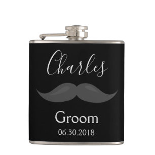 Bachelor Party Groom Flask Mustache Fickplunta