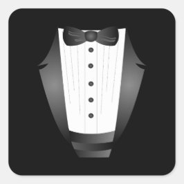 Bachelor Party Groomsman Team Groom Black tuxedo Fyrkantigt Klistermärke