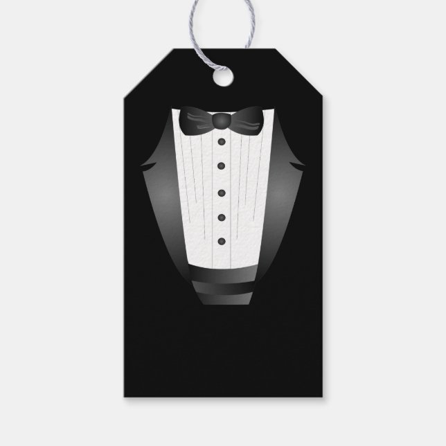 Bachelor Party Groomsman Team Groom Black tuxedo Presentetikett (Framsidan)
