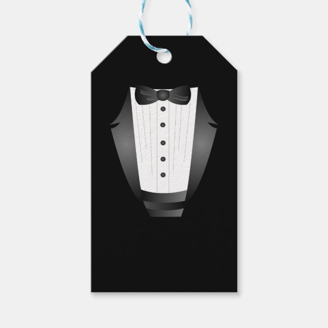 Bachelor Party Groomsman Team Groom Black tuxedo Presentetikett (Framsidan)