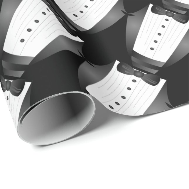 Bachelor Party Groomsman Team Groom Black tuxedo Presentpapper (Rullad Hörn)