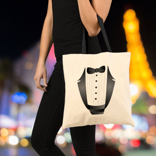 Bachelor Party Groomsman Team Groom Black tuxedo Tygkasse (Bachelor Party Groomsman Team Groom black tuxedo Tote Bag)