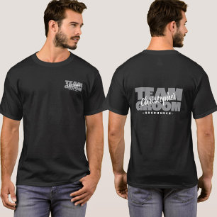 Bachelor Party Groomsmans Namn Team Groom Grått T Shirt
