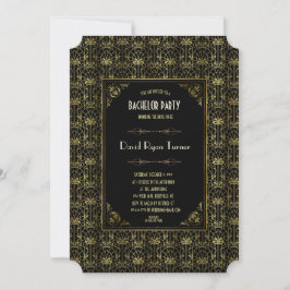 Bachelor Party | Guld Black 1920-talets Art Deco Inbjudningar