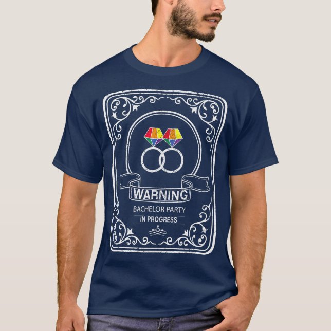 BACHELOR Party HBT Gay pride Gift Groom Bride T Shirt (Framsida)
