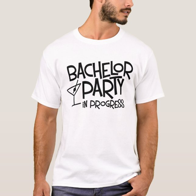 Bachelor Party in Progress Basic T-Shirt (Framsida)