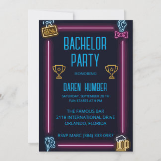 Bachelor Party-inbjudan - Neon Design Inbjudningar