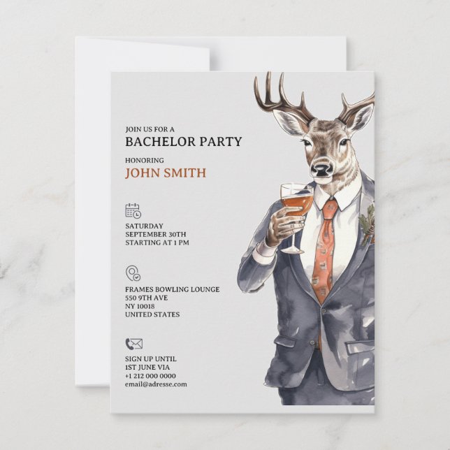 Bachelor Party Invitation Men Template Meddelande (Framsida)