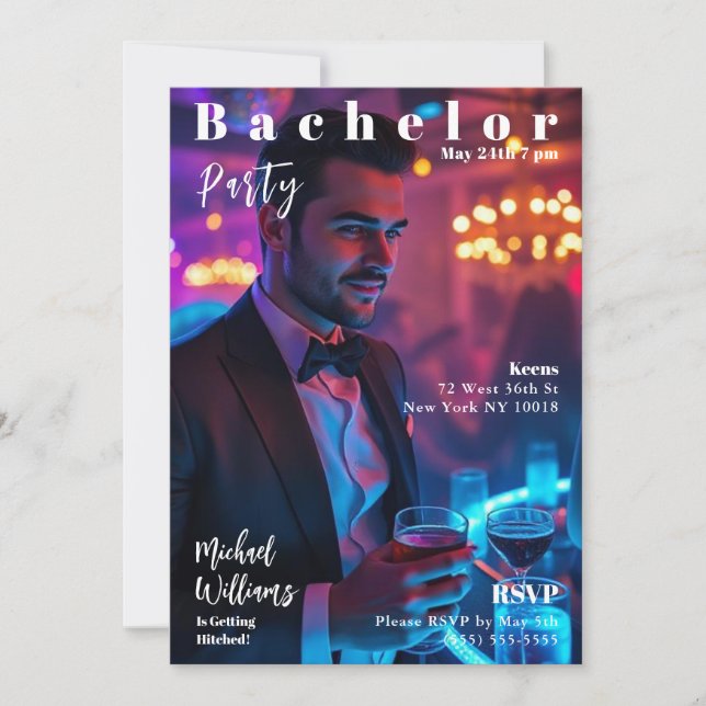 Bachelor Party Magazine Cover Inbjudningar (Framsida)