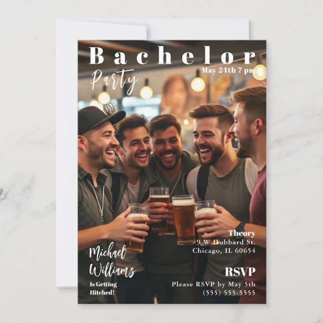 Bachelor Party Magazine Cover Inbjudningar (Framsida)