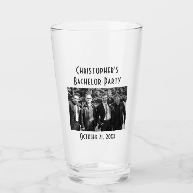 Bachelor Party Photo Wedding Favor Beer Pint Glaskopp (Framsida)