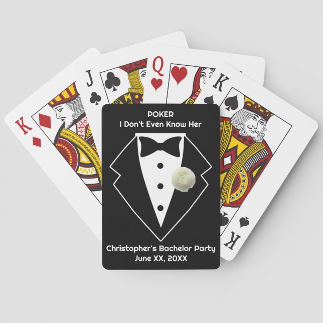 Bachelor Party Poker Black Tux White Flower Casinokort (Baksidan)