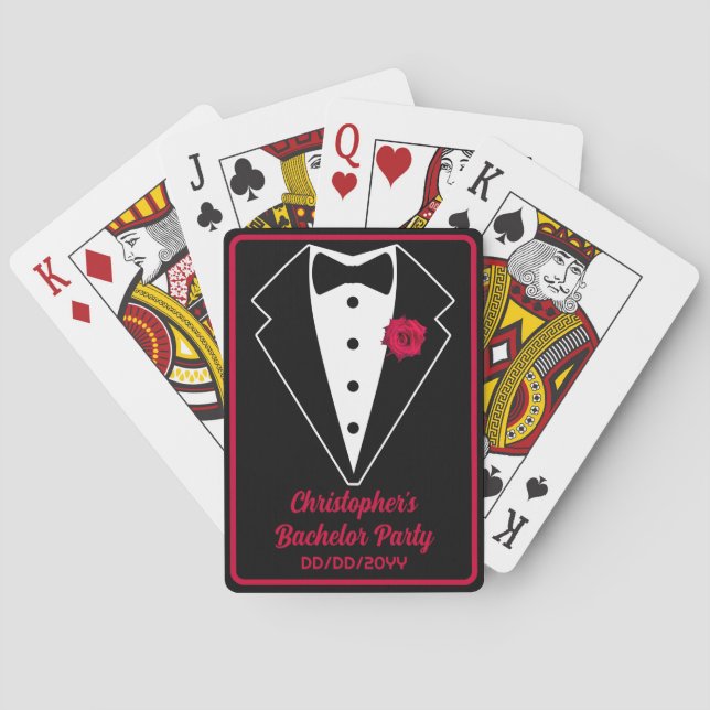 Bachelor Party Poker Black Tuxedo Röd ros Casinokort (Baksidan)