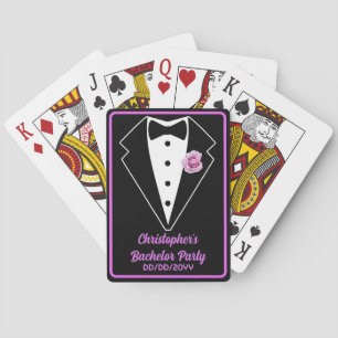 Bachelor Party Poker Night Black Tux Lavender Casinokort