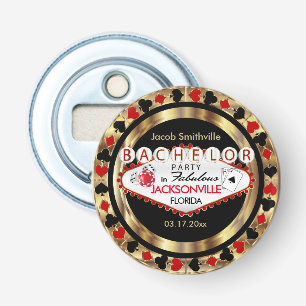 Bachelor Party Red Poker Chip Flasköppnare
