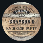 Bachelor Party Rustic Runt Klistermärke<br><div class="desc">Skapa dina egna partiklistermärken! Personlig med din egen text. Du kan anpassa den här designen ytterligare genom att markera länken "anpassa ytterligare" om du vill.</div>