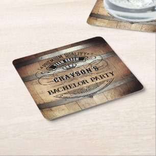 Bachelor Party Rustic Underlägg Papper Kvadrat