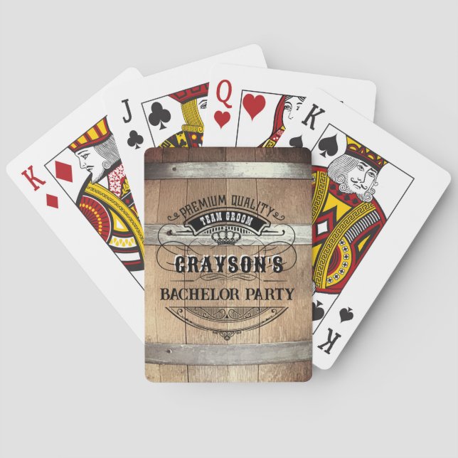Bachelor Party Rustic Whiskey Barrel Casinokort (Baksidan)