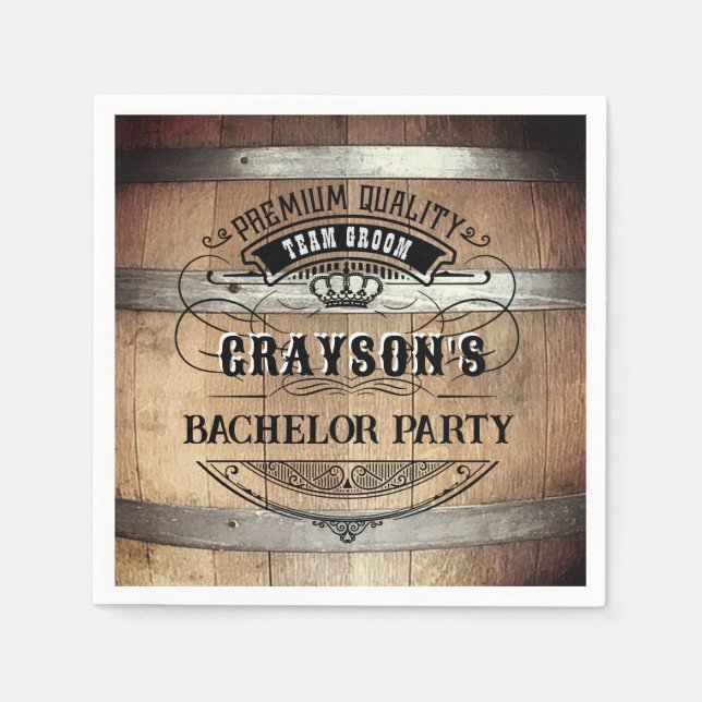 Bachelor Party Rustic Whiskey Barrel Pappersservett (Framsidan)