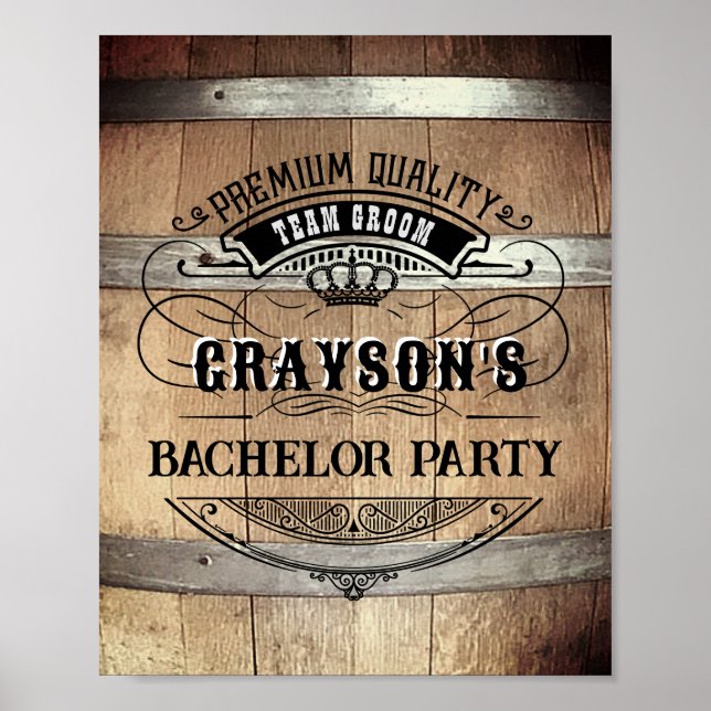 Bachelor Party Rustic Whiskey Barrel Poster (Framsidan)
