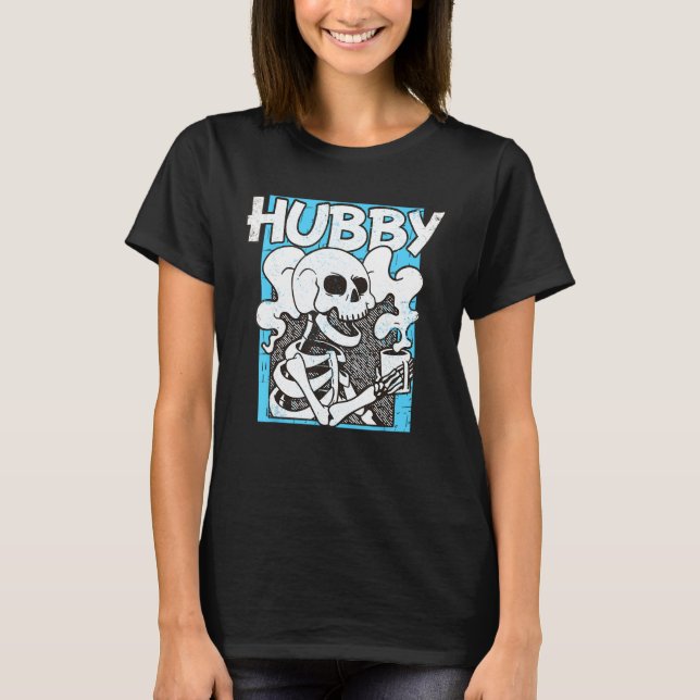 Bachelor Party Skeleton Drinking Coffee New Husban T Shirt (Framsida)