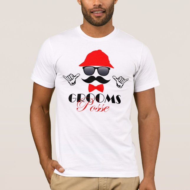 Bachelor Party T-Shirt - Grooms Posse (Framsida)