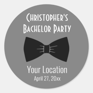 Bachelor Party Tuxedo Bow Tie Bröllop Runt Klistermärke