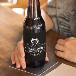 Bachelor Party Tuxedo Tie Black Ölflaska Etikett