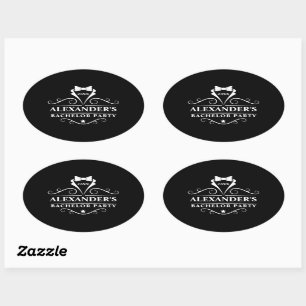 Bachelor Party Tuxedo Tie Black Ovalt Klistermärke