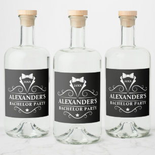Bachelor Party Tuxedo Tie Black Spritflaskor Etikett