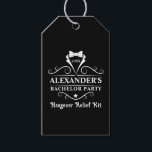 Bachelor Party Tuxedo Tie Hangover Presentetikett<br><div class="desc">Bachelor Party Tuxedo Tie Black Hangover Relief Kit Gift eller Favor Taggar</div>