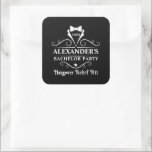 Bachelor Party Tuxedo Tie Hangover Relief Black Fyrkantigt Klistermärke<br><div class="desc">Bachelor Party Tuxedo Tie Black Hangover Relief Kit Gift eller Favor Stickers</div>