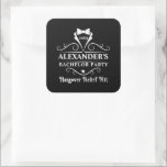 Bachelor Party Tuxedo Tie Hangover Relief Black Fyrkantigt Klistermärke<br><div class="desc">Bachelor Party Tuxedo Tie Black Hangover Relief Kit Gift eller Favor Stickers</div>