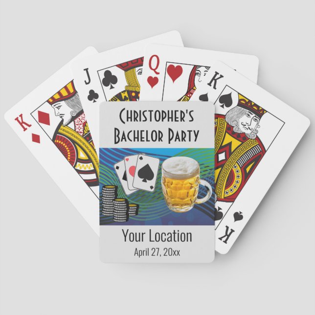 Bachelor Party Wedding Favor Beer Poker Casinokort (Baksidan)