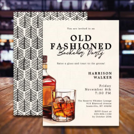 Bachelor Party Whiskey Theme Old Fashioned Elegant Inbjudningar