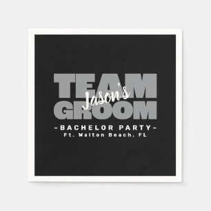 Bachelor Stag Party Team Groom Brews Black Grått Pappersservett