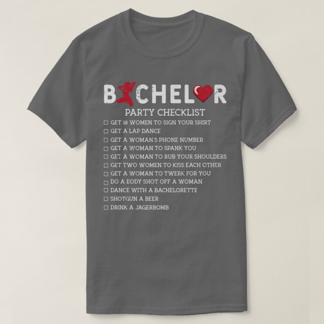 Bachelor Supplies Party Checklist Groom GroomsmenT T Shirt (Design framsida)