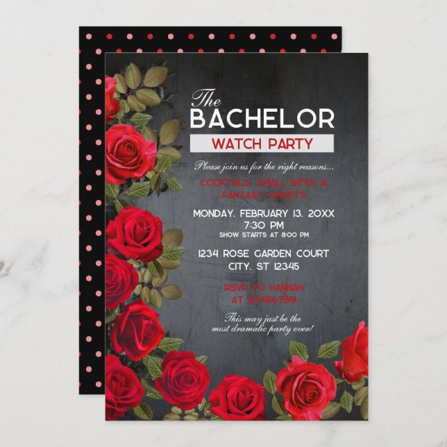 Bachelor Tittarparty-inbjudan, 5" x 7" (svart) I Inbjudningar (Fram/baksida)
