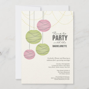 Bachelorette 5x7 Party Rosa Grönt Papprare Lantern Inbjudningar