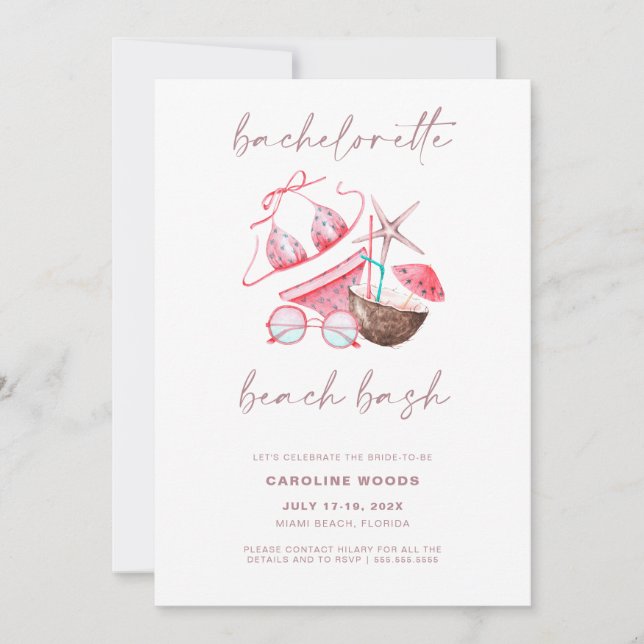 Bachelorette Beach Bash Bachelorette Party Inbjudningar (Framsida)