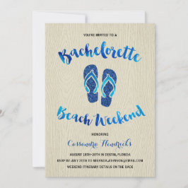 Bachelorette Beach Helg med Blue Faux Glitter Inbjudningar
